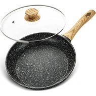 MICHELANGELO 10 Inch Frying Pan, Nonstick Frying Pan with Lid, Frying Pan with Stone-Derived Non-Stick Coating, Nonstick Granite Skillets with Heat Resistant Bakelite Handle, Induction Compatib