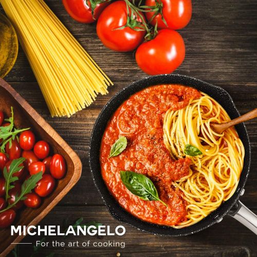  MICHELANGELO 3 Quart Saucepan with Lid, Hard Anodized Nonstick Sauce Pan with Strainer Lid & Pour Spouts for Easy Pour, Granite Derived Coating Sauce Pan for Cooking, Small Sauce P