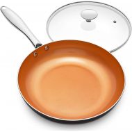 MICHELANGELO Frying Pan with Lid, Nonstick 8 Inch Frying Pan with Ceramic Titanium Coating, Copper Frying Pan with Lid, Small Frying Pan 8 Inch, Nonstick Frying Pans, Small Copper