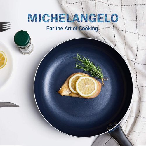  MICHELANGELO 8 Inch Frying Pan Nonstick, Small Frying Pan with Lid, Omelet Pan Nonstick with Ceramic Coating, Nonstick Pan with Lid, Ceramic Frying Pan with Glass Lid, Non Stick Fr