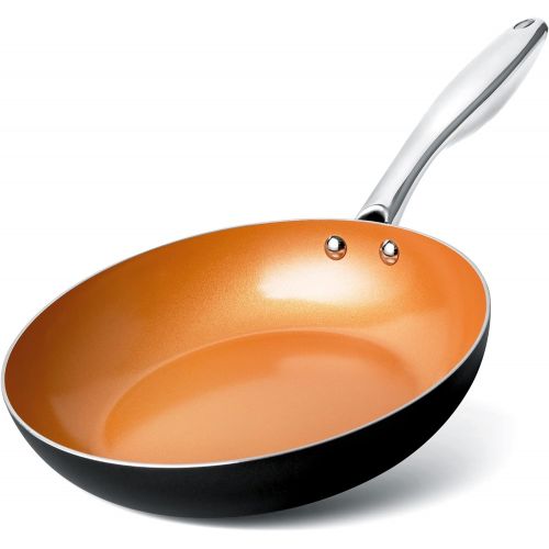  MICHELANGELO Small Frying Pan Nonstick 8 Inch, Omelet Fry Pan Copper Pans for Cooking with Ceramic Titanium Coating, Egg Pan Nonstick Skillet - 8 Inch