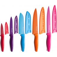 MICHELANGELO Kitchen Knife Set 10 Piece, High Carbon Stainless Steel Kitchen Knives Set, Knife Set for kitchen, Rainbow Knife Set, Colorful Knife Set- 5 Knives & 5 Knife Sheath Cov