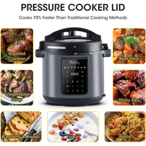  [아마존베스트]MICHELANGELO 6 QT Pressure Cooker Air Fryer Combo, All-in-1 Pressure Cooker with Air Fryer - Two Detachable Lids for Pressure Cooker, Pressure Fryer, Air Fryer, Rice,Slow Cooker,St