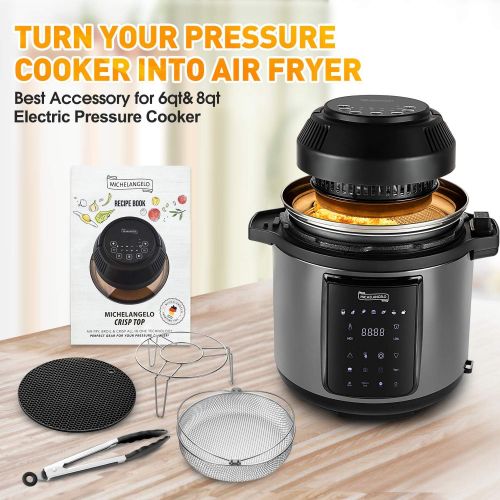  [아마존베스트]MICHELANGELO Air Fryer Lid for Pressure Cooker 6 Quart & 8 Quart, 8 In 1 Air Fryer Lid for Pressure Cooker, Turn Your Electric Pressure Cooker into Air Fryer, 8 Presets and 95% Les