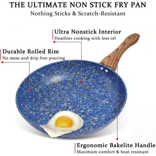  [아마존베스트]MICHELANGELO 9.5 Inch + 11 Inch + 12 Inch Stone Skillets Nonstick, Granite Frying Pans with Stone-Derived Coating, Nonstick Frying Pans Set, Frying Pan Set, Induction Compatible