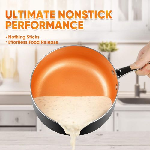  [아마존베스트]MICHELANGELO Nonstick Sauce Pan 2 Quart, Ultra Nonstick Copper Sauce Pot 2 Qt, Nonstick Sauce Pan with Lid, Small Ceramic Saucepan, Small Pot with Lid, Copper Ceramic Saucepan, Non