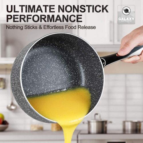  [아마존베스트]MICHELANGELO 2qt Saucepan with Lid, Small Pot with Lid,Nonstick Sauce Pan with Stainless Steel Handle, Stone-Derived Non-Stick Small Sauce Pot, Stone Coating Sauce pan 2 Quart