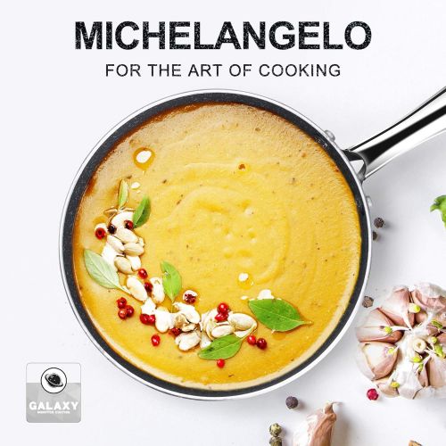  [아마존베스트]MICHELANGELO 2qt Saucepan with Lid, Small Pot with Lid,Nonstick Sauce Pan with Stainless Steel Handle, Stone-Derived Non-Stick Small Sauce Pot, Stone Coating Sauce pan 2 Quart