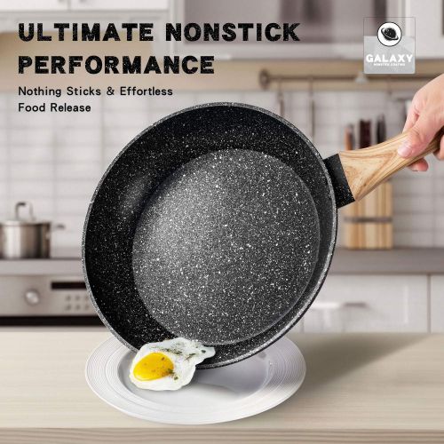  [아마존베스트]MICHELANGELO 8 Inch Frying Pan with Lid, Small Frying Pan with Bakelite Handle, 8 Inch Frying Pan Nonstick with Stone-Derived Coating, Small Nonstick Frying Pan with Lid -8 Inch