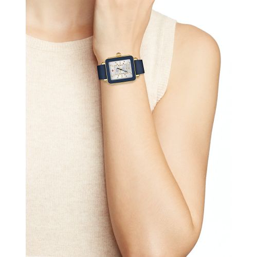  MICHELE Deco Blue Bezel Sport Watch, 34mm x 36mm