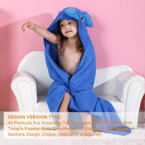  [아마존 핫딜] MICHLEY Animal Face Hooded Baby Towel Cotton Bathrobe for Boys Girls 0-6 Year Blue