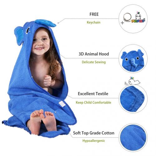  [아마존 핫딜] MICHLEY Animal Face Hooded Baby Towel Cotton Bathrobe for Boys Girls 0-6 Year Blue