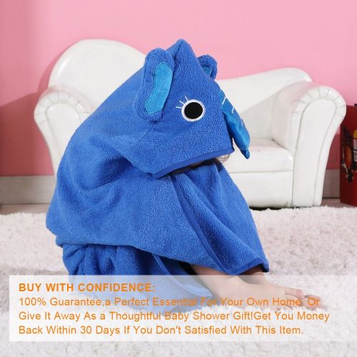  [아마존 핫딜] MICHLEY Animal Face Hooded Baby Towel Cotton Bathrobe for Boys Girls 0-6 Year Blue