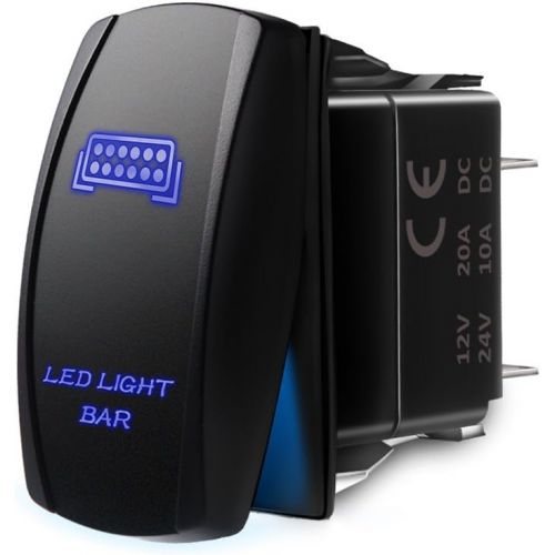  MicTuning MIC-LSB1 Laser LED Light Bar Rocker Switch ON-Off LED Light 20A 12V, 5pin, Blue