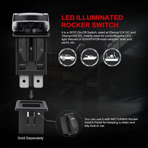  MicTuning MIC-LSB1 Laser LED Light Bar Rocker Switch ON-Off LED Light 20A 12V, 5pin, Blue