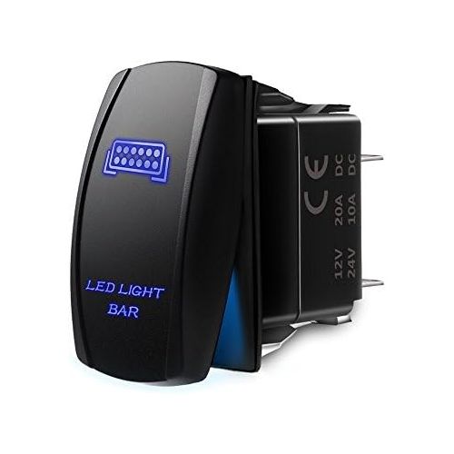  MicTuning MIC-LSB1 Laser LED Light Bar Rocker Switch ON-Off LED Light 20A 12V, 5pin, Blue