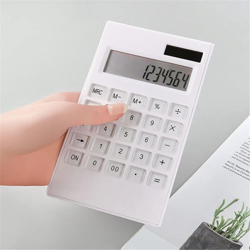  MIEDEON Pocket Solar calculators for Students Standard Function Desktop Calculator,White,12 Digit Dual Power Solar Calculator Simple Office calculators (Color : White)