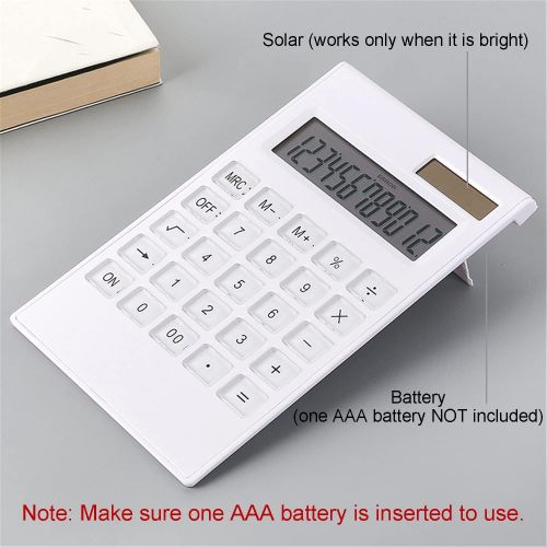  MIEDEON Pocket Solar calculators for Students Standard Function Desktop Calculator,White,12 Digit Dual Power Solar Calculator Simple Office calculators (Color : White)