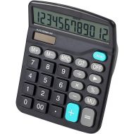 MIEDEON Black 12-Digit Solar Scientific Calculator Desktop Financial Office Computer Calculators Large Display Office Calculators Cute Calculator (Black)