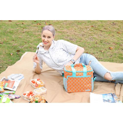  MIER 24 Can Large Capacity Soft Cooler Tote Insulated Lunch Bag Outdoor Picnic Bag, Orange