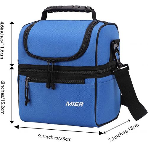  [아마존 핫딜] [아마존핫딜]MIER 2 Compartment Lunch Bag for Men Women, Leakproof Insulated Cooler Bag for Work, School, Navy Blue