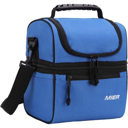  [아마존 핫딜] [아마존핫딜]MIER 2 Compartment Lunch Bag for Men Women, Leakproof Insulated Cooler Bag for Work, School, Navy Blue