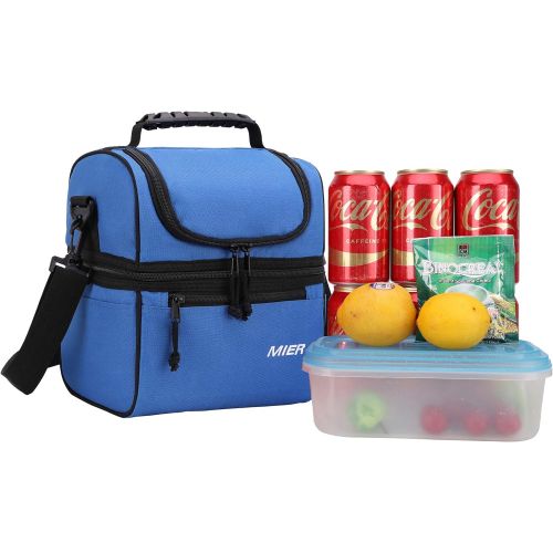  [아마존 핫딜] [아마존핫딜]MIER 2 Compartment Lunch Bag for Men Women, Leakproof Insulated Cooler Bag for Work, School, Navy Blue