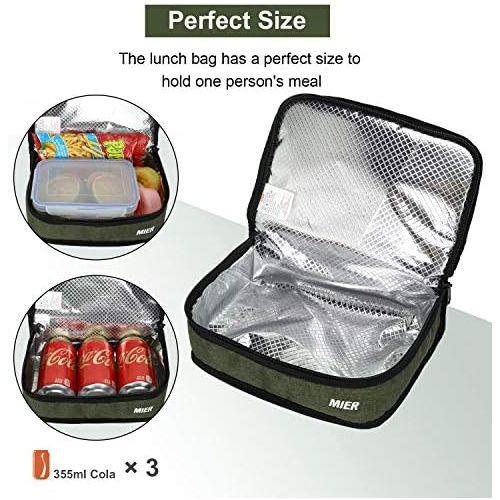  [아마존베스트]MIER Portable Thermal Insulated Cooler Bag Mini Lunch Bag for Kids, Army Green