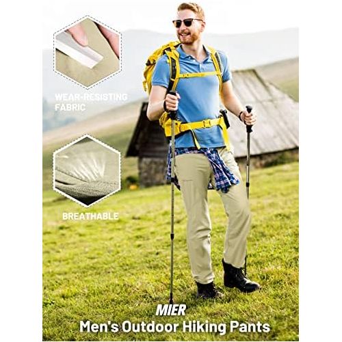  MIER Mens Outdoor Hiking Pants Stretch Ripstop Nylon Travel Pants Lightweight, Quick Dry, Water Resistance