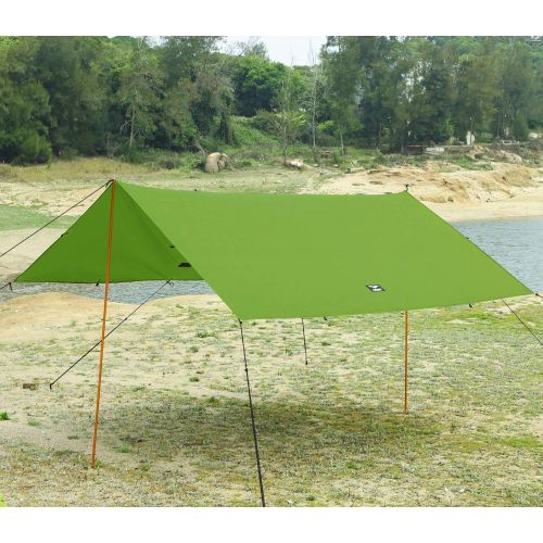  MIER Outdoor Ultralight Waterproof Tent Tarp Windproof Hammock Rain Fly SilNylon Ripstop Backpacking Camping Shelter, 6 Stakes and 8 Ropes Included