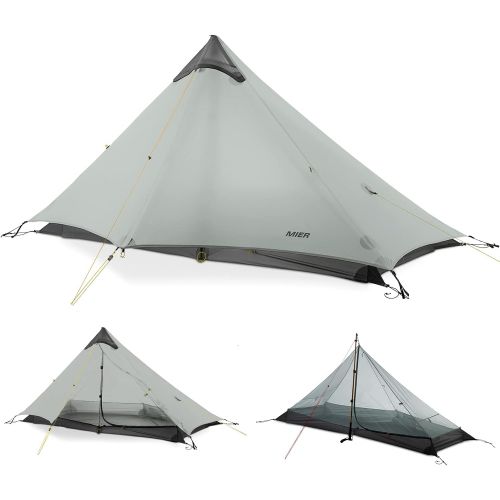  MIER Lanshan Ultralight Tent 3-Season Backpacking Tent for 1-Person or 2-Person Camping, Trekking, Kayaking, Climbing, Hiking
