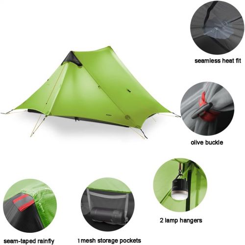  MIER Ultralight Tent 3-Season Backpacking Tent for 1-Person or 2-Person Camping, Trekking, Kayaking, Climbing, Hiking, (exclude Trekking Pole)