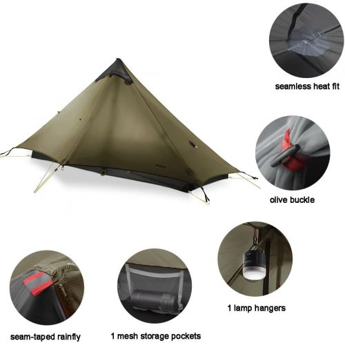  MIER Lanshan Ultralight Tent 3-Season Backpacking Tent for 1-Person or 2-Person Camping, Trekking, Kayaking, Climbing, Hiking (Alpenstock is NOT Included)