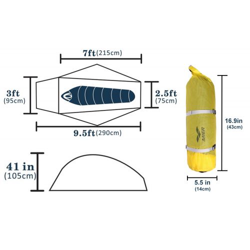  MIER Lightweight 1-Person Tent Easy Setup Outdoor Backpacking Tent, Footprint Included, Waterproof, 3 Season & 4 Season