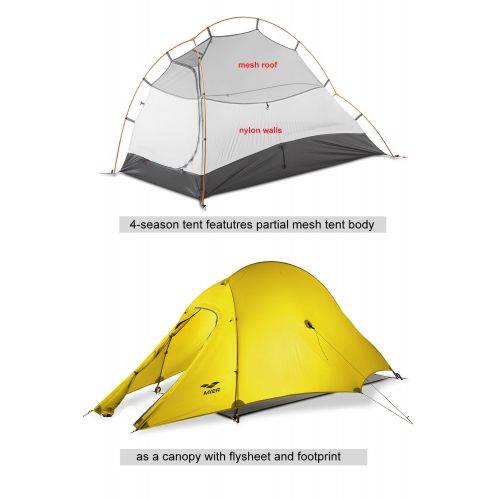  MIER Lightweight 1-Person Tent Easy Setup Outdoor Backpacking Tent, Footprint Included, Waterproof, 3 Season & 4 Season