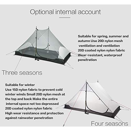  MIER 3F UL Gear 2018 Lancer 2 2 Person Oudoor Ultralight Camping Tent 3 Season Professional 15D Silnylon Rodless Tent Red