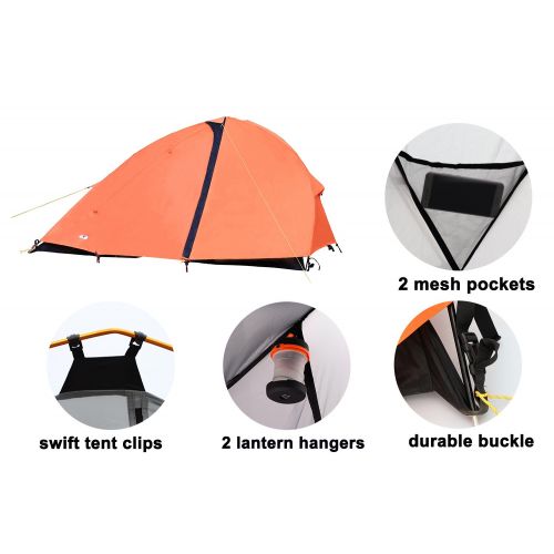  MIER 1-2 Person Backpacking Tent Free-Standing Camping Tent with Footprint, Waterproof and Easy Setup, 3 Season