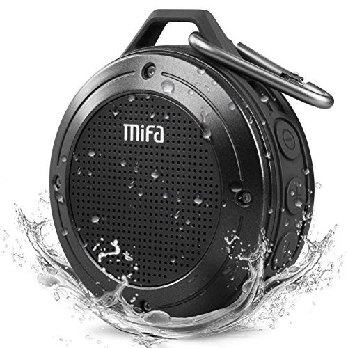  Bluetooth Speaker, MIFA F10 Portable Speaker with Enhanced 3D Stereo Bass Sound, IP56 Dustproof Waterproof, 10-Hour Playtime, Built-in Mic, Micro SD Card Slot, USB Audio Input: Spo