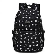 MIFULGOO Dog Pawprint Cat Fingerprint Backpack for Elementary or Middle School Girls