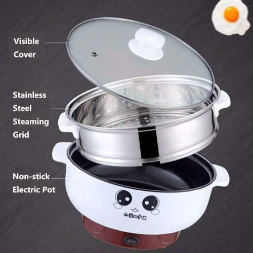  [아마존베스트]MIFXIN Electric Skillet Non-Stick Multifunctional Small Electric Grill Pot & Skillet Cooker for Cooking Rice Hotpot Simmer Steamed Eggs Frying 110V (2L with Steamer)