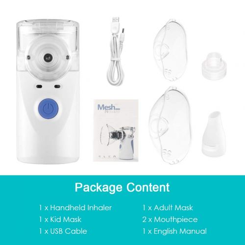  MIFXIN Portable Handheld Nebulizer Atomizer Steam Inhaler Vaporizer Mini Mesh Nebulizer for Kids Adults Daily Home Use, Two Power Supply（Battery & USB）