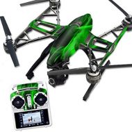 MightySkins Skin Compatible with Yuneec Q500 & Q500+ Quadcopter Drone wrap Cover Sticker Skins Green Flames