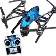 MightySkins Skin Compatible with Yuneec Q500 & Q500+ Quadcopter Drone wrap Cover Sticker Skins Blue Flames