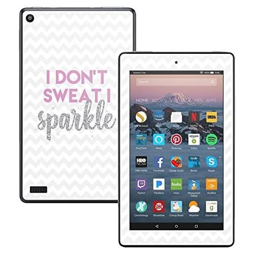  MightySkins Skin Compatible with Amazon Kindle Fire 7 (2017) - I Dont Sweat I Sparkle | Protective, Durable, and Unique Vinyl Decal wrap Cover | Easy to Apply, Remove | Made in The