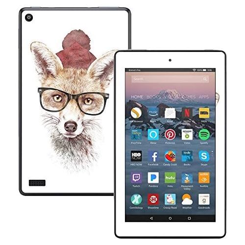  MightySkins Skin Compatible with Amazon Kindle Fire 7 (2017) - Hipster Fox | Protective, Durable, and Unique Vinyl Decal wrap Cover | Easy to Apply, Remove, and Change Styles | Mad