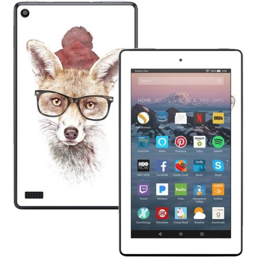  MightySkins Skin Compatible with Amazon Kindle Fire 7 (2017) - Hipster Fox | Protective, Durable, and Unique Vinyl Decal wrap Cover | Easy to Apply, Remove, and Change Styles | Mad