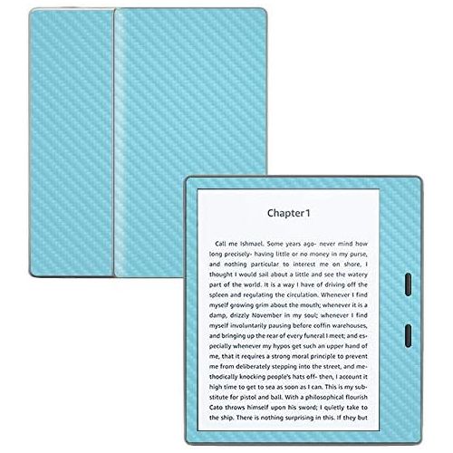  MightySkins Carbon Fiber Skin for Amazon Kindle Oasis 7 (9th Gen) - Baby Blue | Protective, Durable Textured Carbon Fiber Finish | Easy to Apply, Remove, and Change Styles | Made i