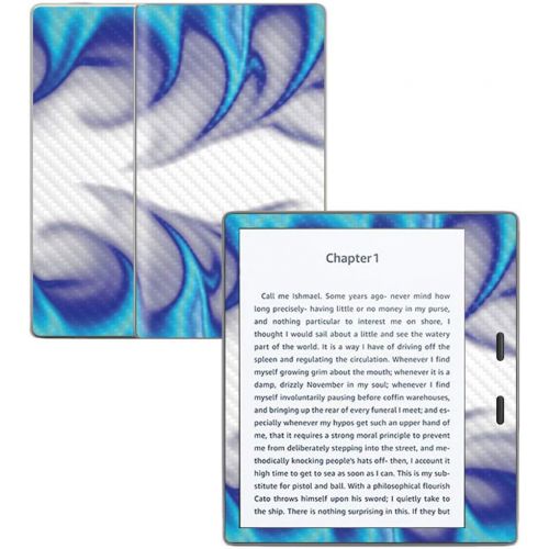  MightySkins Carbon Fiber Skin for Amazon Kindle Oasis 7 (9th Gen) - Blue Fire | Protective, Durable Textured Carbon Fiber Finish | Easy to Apply, Remove, and Change Styles | Made i