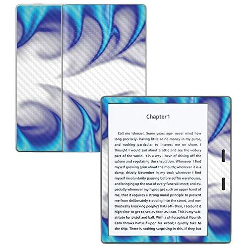  MightySkins Carbon Fiber Skin for Amazon Kindle Oasis 7 (9th Gen) - Blue Fire | Protective, Durable Textured Carbon Fiber Finish | Easy to Apply, Remove, and Change Styles | Made i