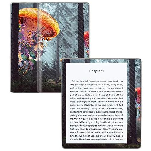  MightySkins Carbon Fiber Skin for Amazon Kindle Oasis 7 (9th Gen) - Electric Jellyfish | Protective, Durable Textured Carbon Fiber Finish | Easy to Apply, Remove, and Change Styles